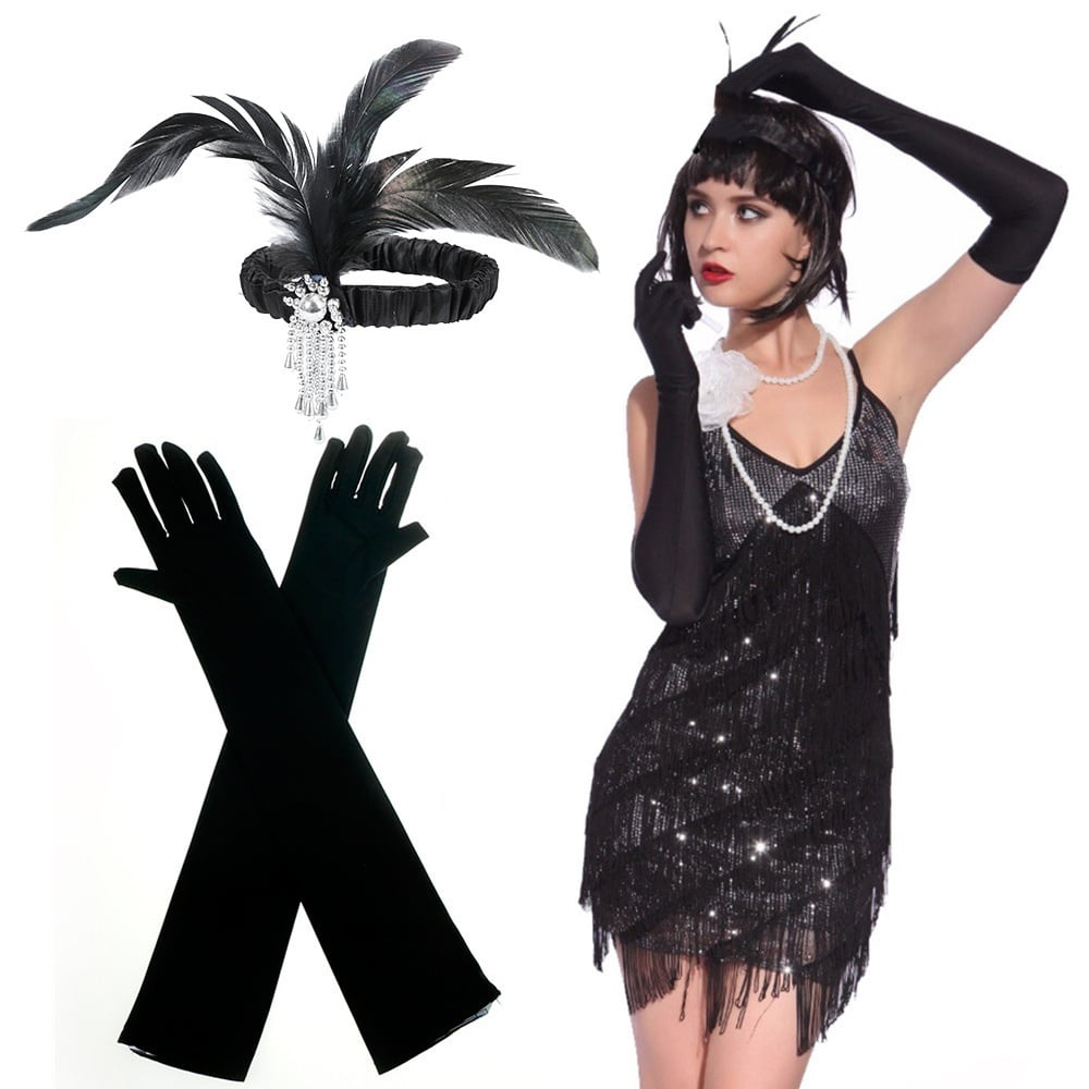 5Pcs Set Flapper Fancy 20s Dress Accessories Charleston Gangster Gatsby Costume 