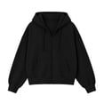 thumbnail image 7 of Qiopertar Hoodies for Women Zip Up Fleece Hoodie Long Sleeve Casual Oversized Sweatshirt Solid Color Drawstring Kangaroo Pocket Fall Winter Spring Tops Black XXL, 7 of 7