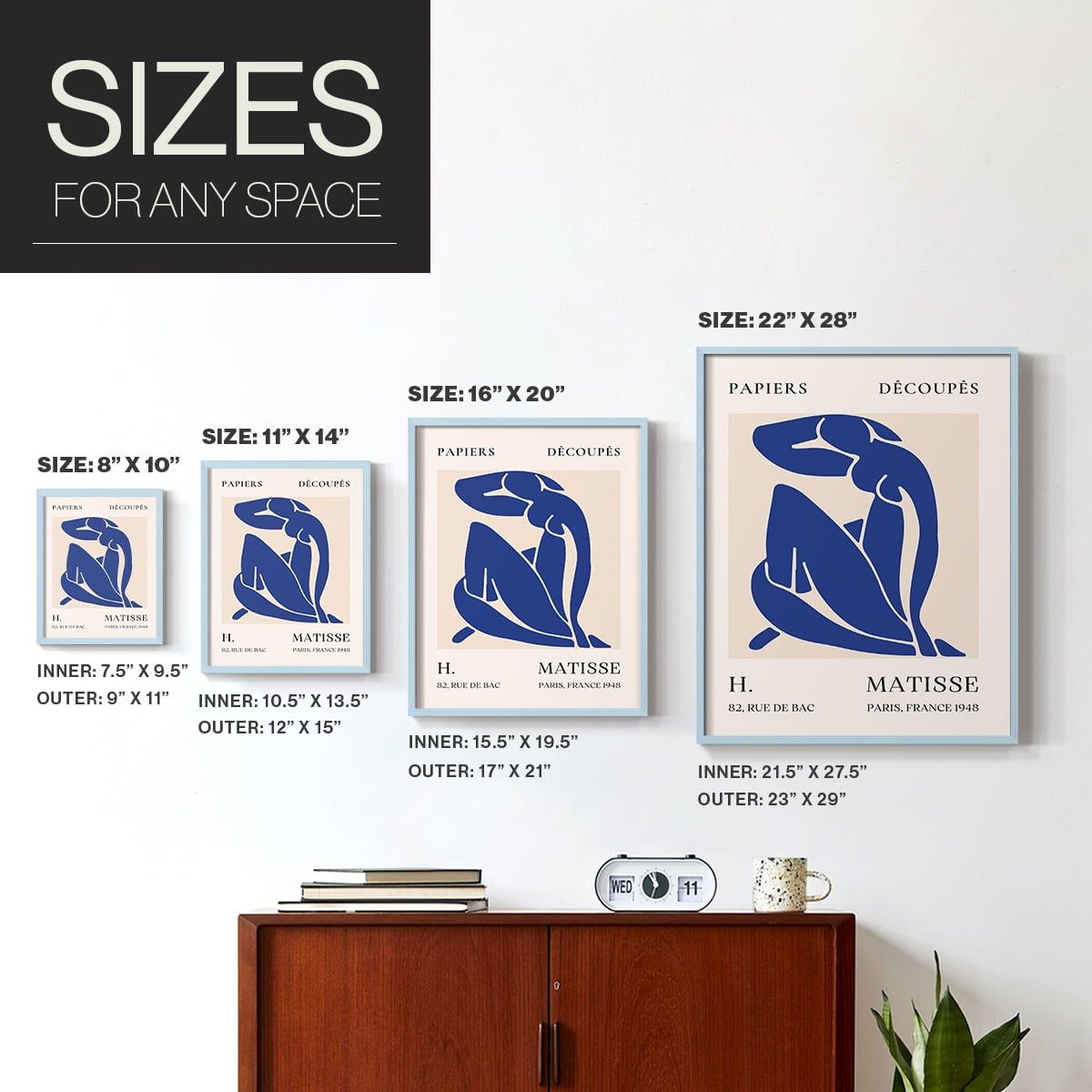 Matisse CLXVII Framed Print in Blue Solid Wood 11 x 14 Framed Print