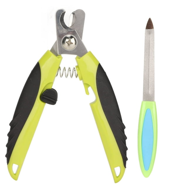 Tijeras profesionales para uñas de mascotas de acero inoxidable con mangos ergonómicos para perros y gatos, color verde y negro PTk111