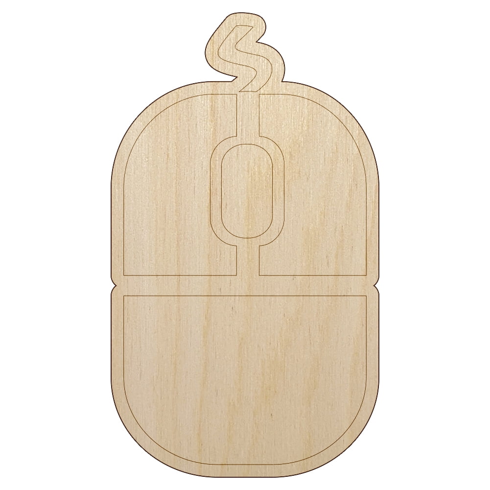 Computer Mouse Wood Shape Unfinished Piece Cutout Craft DIY Projects