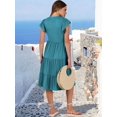 thumbnail image 6 of Womens Summer Dress Ruffle Sleeve V Neck Midi Dresses Tiered Boho Beach Sundress Blue S, 6 of 7