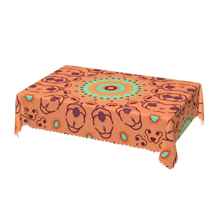 

DouZhe Rectangular Tablecloth Orange Abstract Floral Table Cloth for Kitchen Dinning Tabletop 72 x54 Waterproof Polyester Table Cover