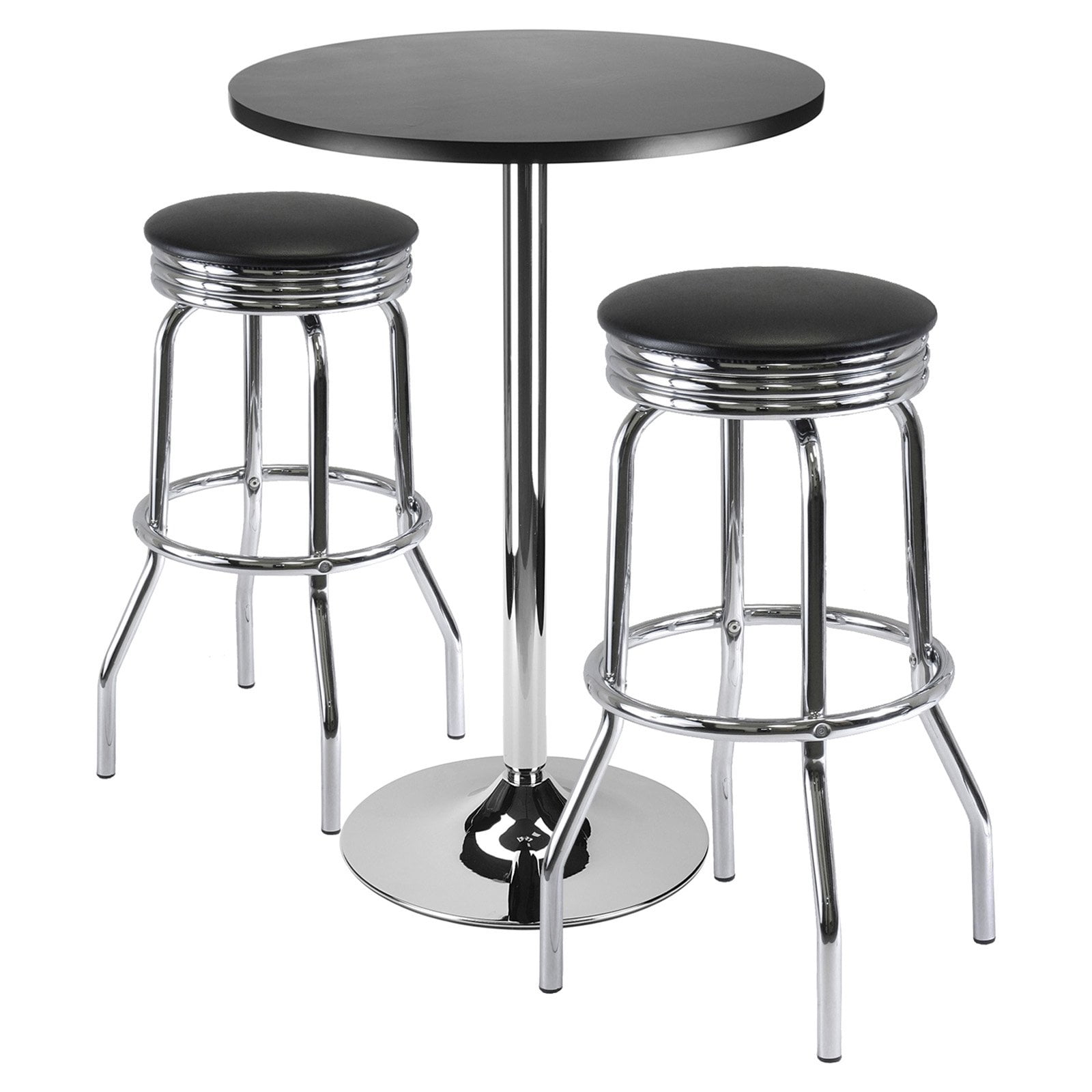 Coaster 50's Retro Soda Fountain Round Bar Table Black And Chrome 2405 