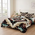 thumbnail image 2 of King Quilt Set 96''x106'', Boho Brown Teal Red Lightweight Bedspread Coverlet Set with 2 Pillow Shams, Southwestern Geometric Art Vintage Breathable All Season Quilt Bedding for Bedroom/Guest Room, 2 of 9
