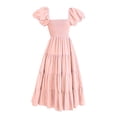thumbnail image 4 of "Summer Square Neck Backless Puff Sleeve Ruched Short Sleeve Dress For Women", 4 of 4