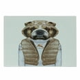 thumbnail image 1 of Bulldog Cutting Board, Illustration of Urban Puppy as a Human in a down Vest and Xmas Sweater, Decorative Tempered Glass Cutting and Serving Board, in 3 Sizes, by Ambesonne, 1 of 2