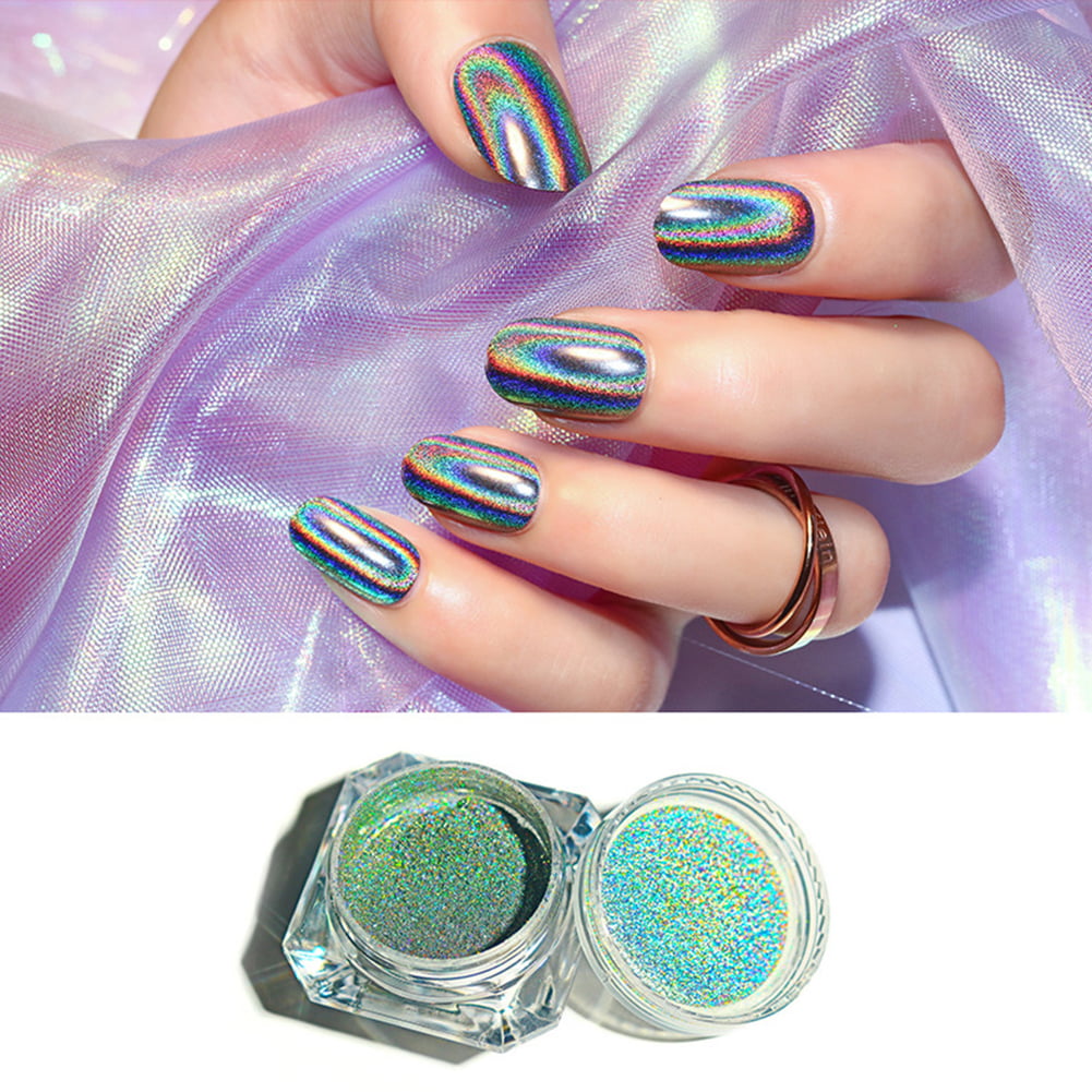 GoFJ Ultra-thin Multicolor Holographic Mirror Effect Nail Art Powder Chrome  Pigment 