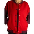 thumbnail image 3 of Jess By Meiko Women's Classic Color Blocked Long Sleeves Snap Button Varsity Jacket XS Red, 3 of 6