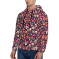 thumbnail image 3 of Balery Apricot color Skull flower Pattern Mens Hoodie Kangaroo Pocket Hoodie Pullover Hooded Sweatshirt Ideal for Daily Wear Travel and Home-Small, 3 of 7