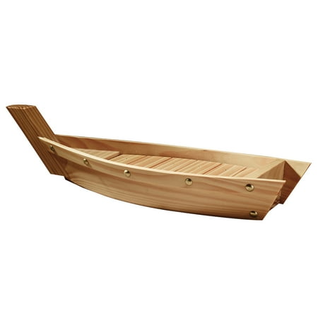 

Wooden Sushi Plate Boat Shaped Dish Japanese Style Snack Tray Serving Dish for Home Restaurant (L Size)