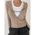 thumbnail image 5 of Women'S Long Sleeve Ribbed Knit Cardigan Drawstring Fitted Hooded Sweaters Fall Clothes Trendy Apricot Color XXL, 5 of 9