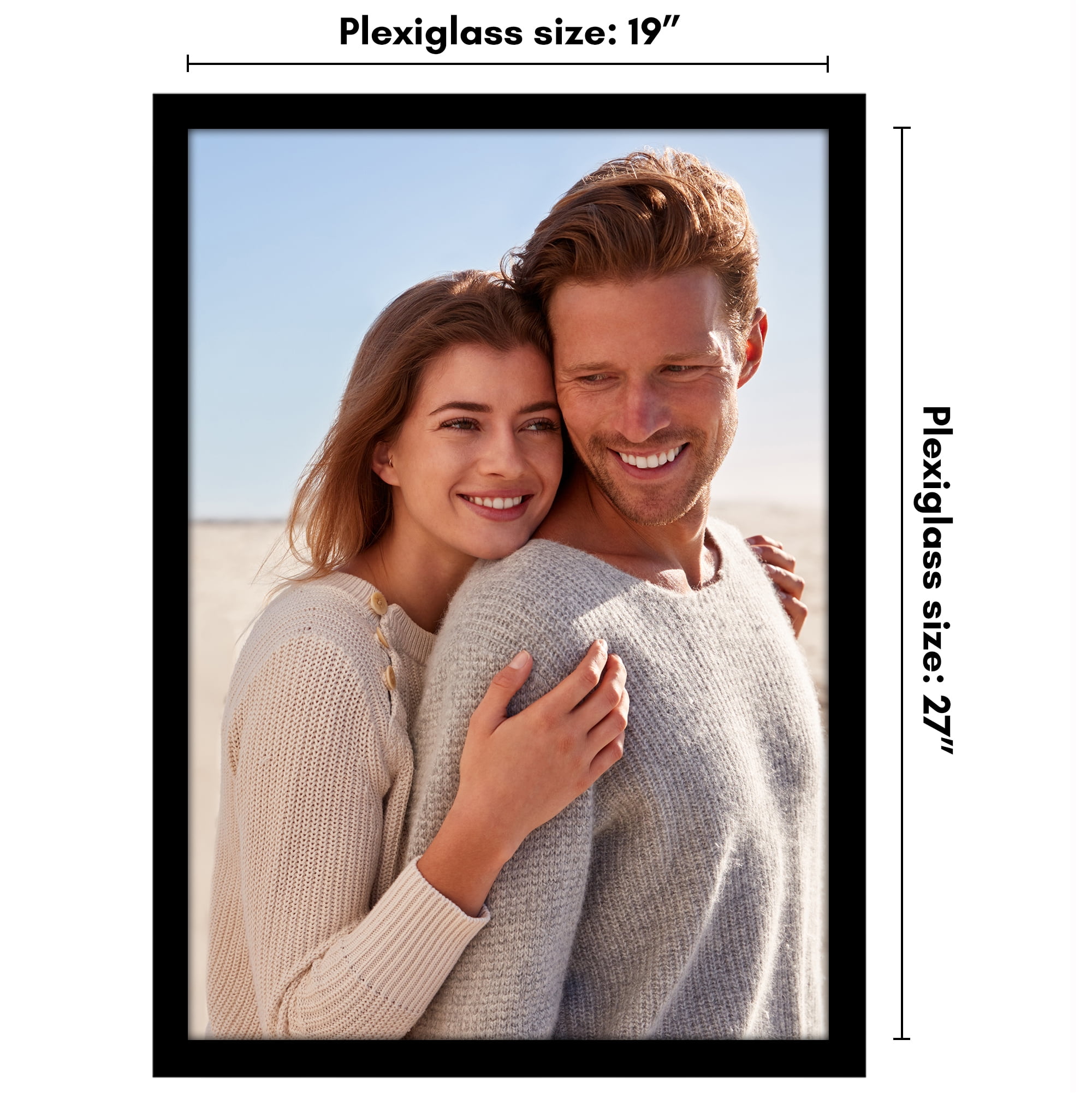 Americanflat 19x27 Poster Frame with Polished Plexiglass Wide Photo Frames Made Vertical Horizontal - Black