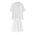 thumbnail image 5 of FRSASU Men Summer Casual Oversized Short Sets Solid Short Sleeve Pocket Button Down Shirt Elastic Shorts 2 Piece Outfits Tracksuit White, 5 of 7