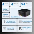 thumbnail image 4 of Mini PC pequeña T9 Plus de cuatro núcleos con Windows 11, CPU Intel N150/N100, LPDDR5 de 16 GB, SSD de 256/512 GB/1 TB, LAN dual de 1000 M, NUC de tres HD, 4 of 5