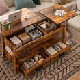 thumbnail image 3 of Mesa De Centro Madera Rustica 2 Elevables 2 Cajones Abatible, 3 of 4