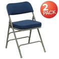 thumbnail image 4 of Emma + Oliver 2 Pack Curved Triple Braced & Double Hinged Navy Fabric Metal Folding Chair, 4 of 14