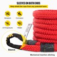 thumbnail image 2 of VEVOR 7/8" x 21' Recovery Tow Rope, 21,970 lbs, Heavy Duty Nylon Double Braided Kinetic Energy Rope w/ Loops and Protective Sleeves, for Truck Off-Road Vehicle ATV UTV, Carry Bag Included, Red, 2 of 9
