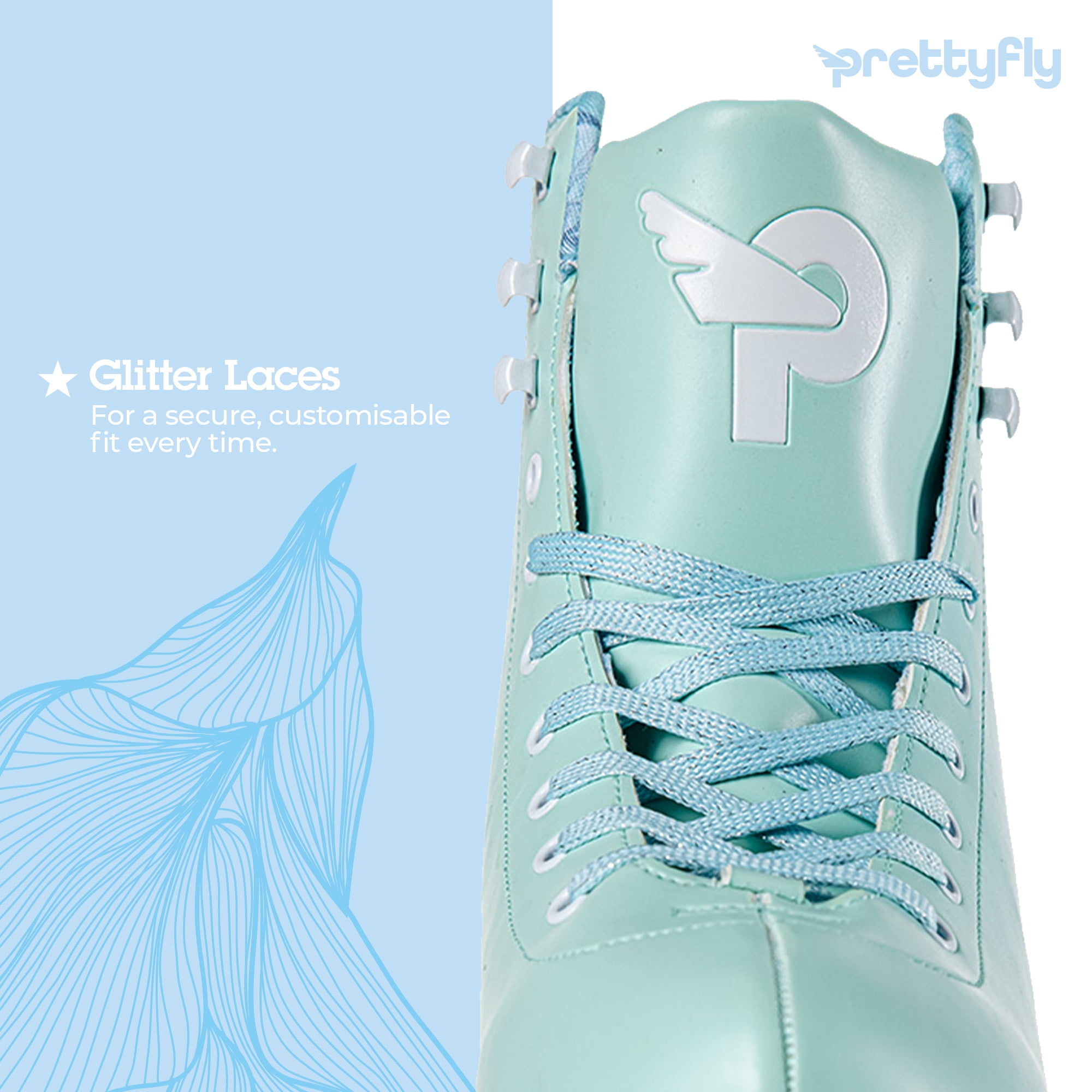 Prettyfly Retro Quad Adult Skates - Pastel Blue (Size 6), One Pair for Women