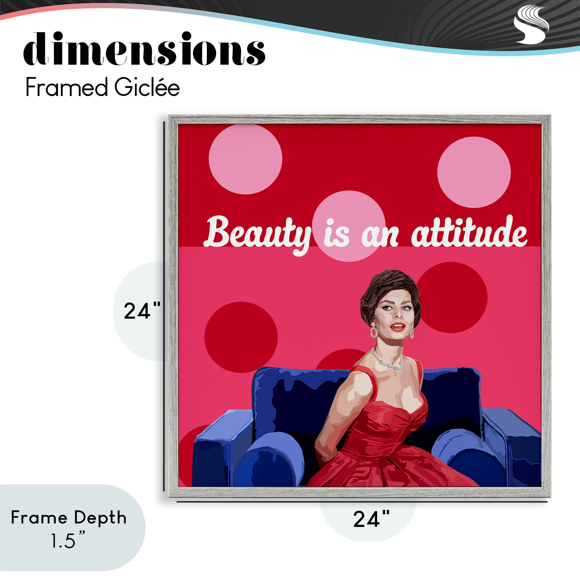 Stupell Industries Beauty Is An Attitude Gray Framed Giclee Art, design by Lynnda Rakos