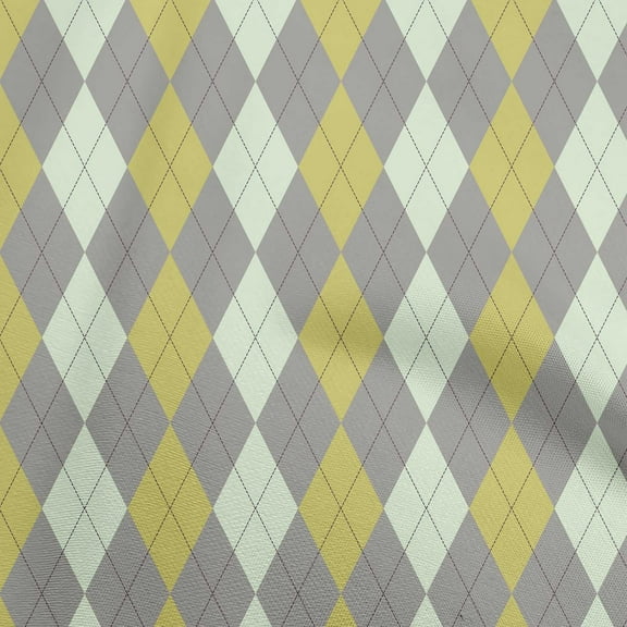 oneOone Cotton Poplin Twill Light Green Fabric Check Argyle Sewing Material Print Fabric By The Yard 56 Inch Wide