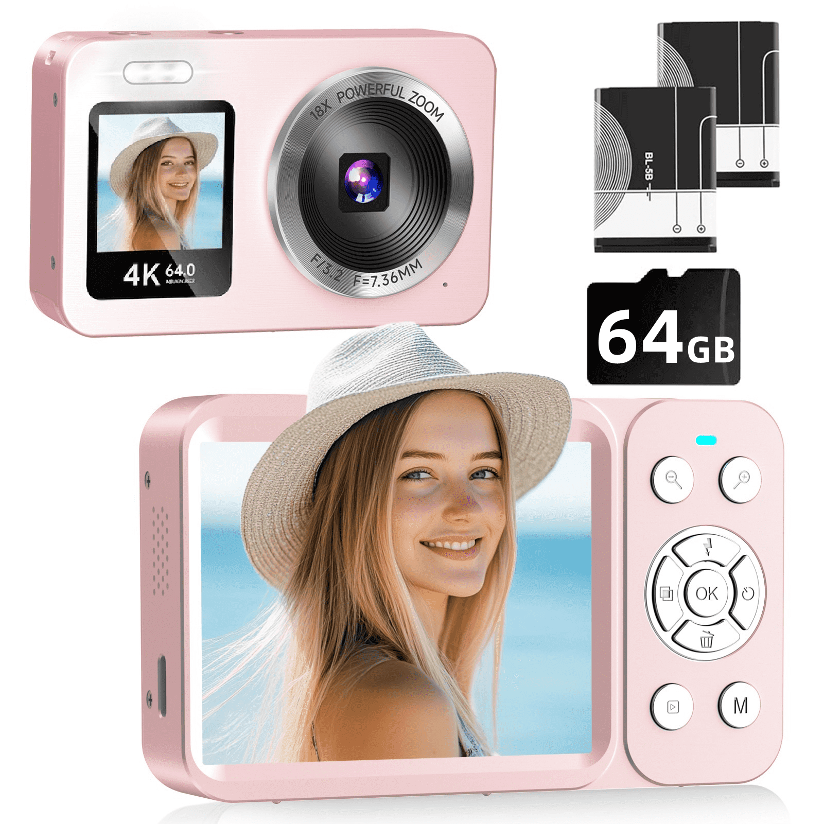 ASPRO 4Kデジタル受信機 10UBCAW33S 2個セット Froura, Digital Camera, 4K, 64MP, Dual Screens, Pink - Walmart.com