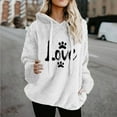 thumbnail image 2 of Womens Winter Hoodie Warm Fleece Sherpa Pullover Hood Dog Paw Heart Top Casual 2025 Thicken Outfits Soft Long Sleeve Homewear, 2 of 6