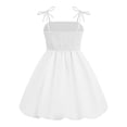 thumbnail image 2 of IBTOM CASTLE Girls' Bow Spaghetti Strap Dress - Adjustable A-Line Bubble Hem Party Dress for Summer Birthday Party School White, 2 of 7