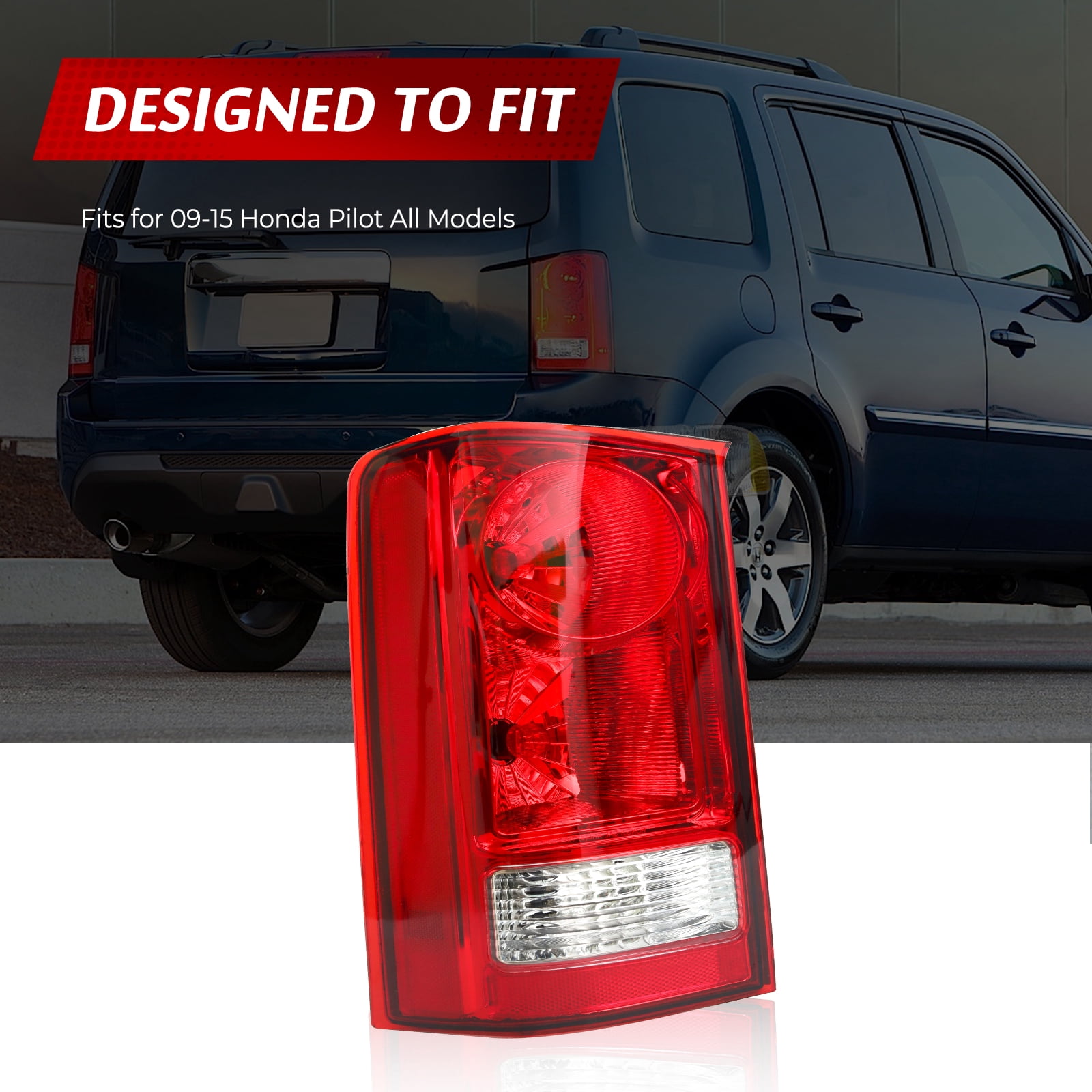 Right Passenger Side Tail Light Compatible With 2009-2015 Honda Pilot Rear Light Housing Brake Lamps Replaces 33550SZAA01 (Right Passenger Side)
