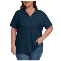 Mittory Women's Plus Size Golf Shirts Loose Fit Short Sleeve V-Neck Tennis Workouts Tops