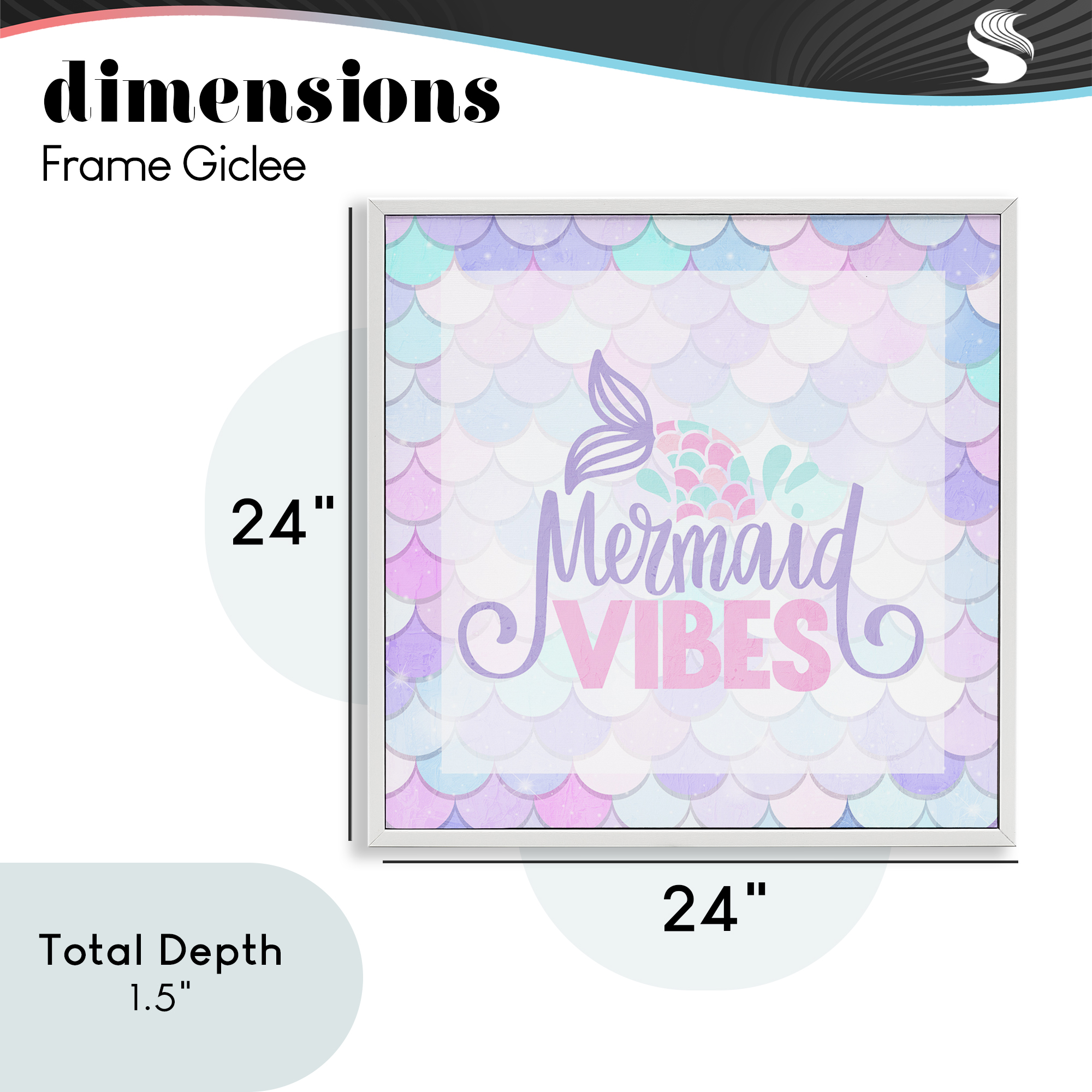 Pastel Mermaid Vibes White Framed Giclee Art, design by Kim Allen