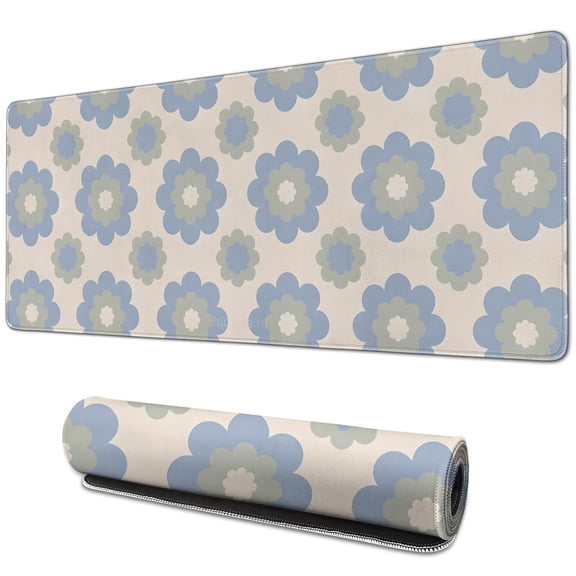 Decorative & Functional Groovy Flowers Green Gaming Mouse Pad - Large 31.5x11.8 inch with Non-Slip Base for Desk Gaming and Office - Ideal for Women