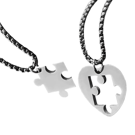 lixuesong Heart Puzzle Matching Pendant Necklaces Matching Heart Puzzle Couples Necklaces Delicate Neck Chain for Fashion Lovers
