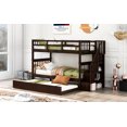 thumbnail image 3 of Clearance! Stairway Twin-Over-Twin Bunk Bed with Twin size Trundle for Bedroom, Dorm, Adults, Espresso( old sku: LP000209AAP ), 3 of 9