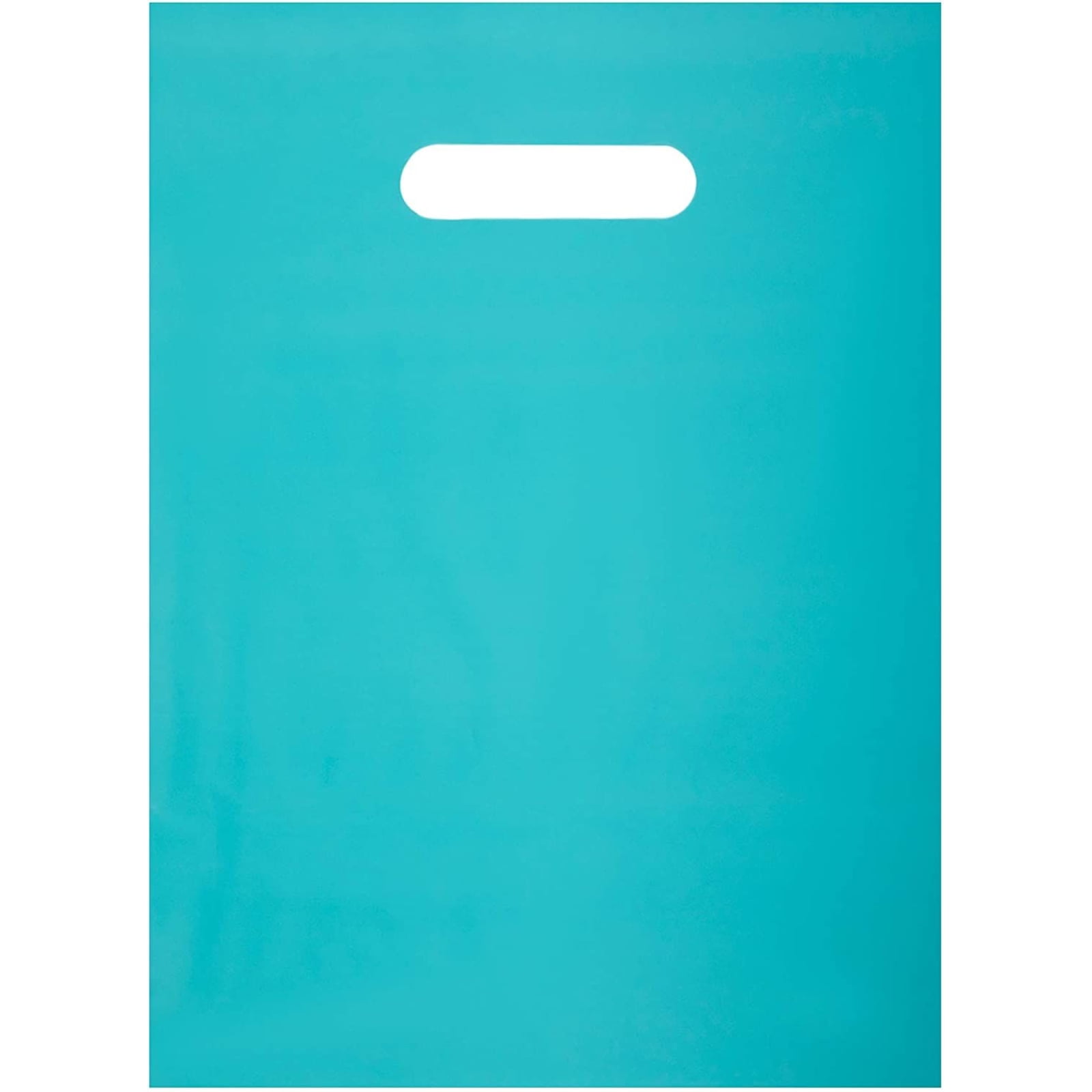 100-Pack No Gusset Black Cat Avenue Premium Heavy Duty Glossy Plastic Merchandise Bags with Handle 12x15,Teal 12x15 