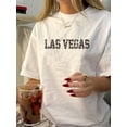 thumbnail image 1 of 1pc Vintage Las Vegas Geometric-Pattern T-Shirt, Women'S Casual Crew Neck Short Sleeve Knit Cotton Tee, Summer Regular Length Top, 1 of 6