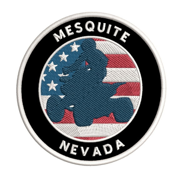 Mesquite, Nevada ATV / OHV American Flag 3.5 Inch Iron Or Sew On Embroidered Fabric Badge Patch Extreme Sports Iconic Series