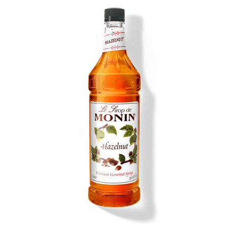 Monin - Hazelnut Syrup, Nutty Taste of Caramelized Hazelnut, Natural Flavors, Great for Mochas, Lattes, Smoothies, Shakes, and Cocktails, Non-GMO, Gluten-Free (1 Liter, 33.8 fl.oz)