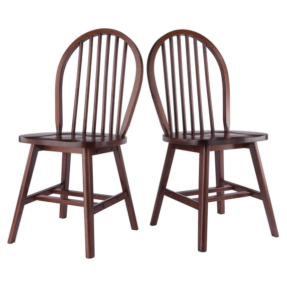 Contemporary Home Living Spindle Arched Back Chair Set - 36.75 - Walnut Brown - Set of 2