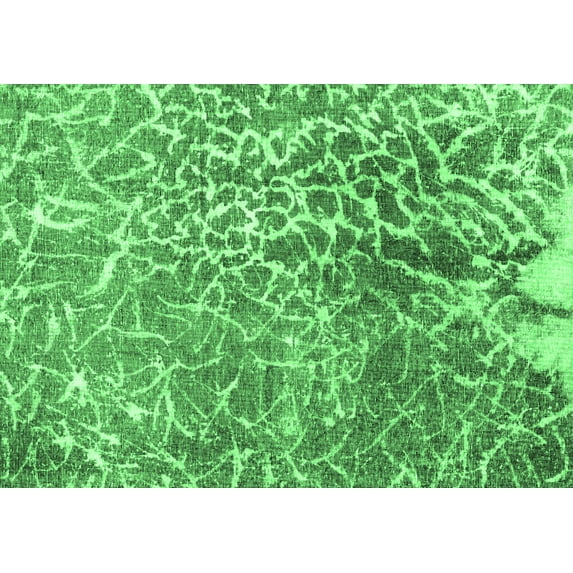 Ahgly Company Indoor Rectangle Abstract Emerald Green Contemporary Area Rugs, 2' x 3'