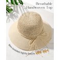 thumbnail image 2 of Gorro de sol FURTALK para mujer, verano, paja, playa, ala ancha, beige, 2 of 6
