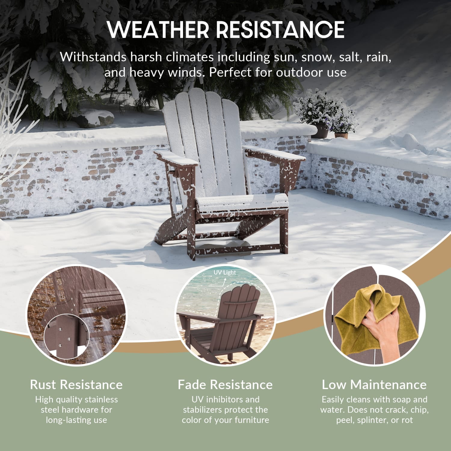 WestinTrends Highland Outdoor Patio HDPE Adirondack Chairs With Cup Holders (Set of 2), Dark Brown
