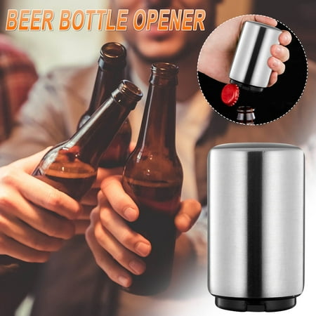 

Tiitstoy Automatic Beer Bottle Can Opener Magnet Stainless Steel Push Down Opener Cool Kitchen Gadgets Accessories Silver