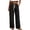Black, variant on Women's Waffle Knit Wide Leg Cargo Pants Elastic Drawstring Waist Loose Straight Casual Sweatpants with Pockets Workout Streetwear White