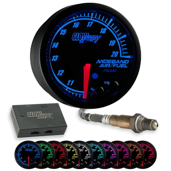 GlowShift Black Elite 10 Wideband Air / Fuel Ratio Gauge w Data Logging