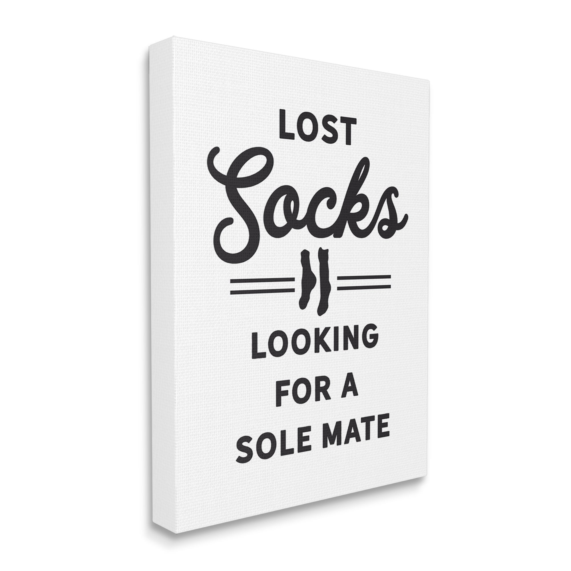 Stupell Industries Lost Sock Soul Mate Laundry Room Saying Graphic Art Gallery Wrapped Canvas Print Wall Art, Design by Lettered and Lined