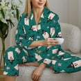 thumbnail image 6 of Rateoe Halloween Ghosts Pattern Womens Pajamas Set Long Sleeve Sleepwear Button Down Nightwear Soft Cotton Pj Lounge Sets-Medium, 6 of 7