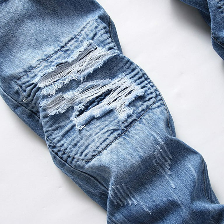 Hvyesh Ripped Jeans for Men,Mens Slim Straight Fit Denim Hvyesh Ripped Jeans for Men,Mens Slim Straight Fit Denim