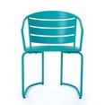 thumbnail image 4 of Monica Bistro Set with Table and 2 Chairs, Teal Metal Patio Furniture Set for Garden Balcony Porch Deck, Outdoor Dining Seating Set of 3, 4 of 5