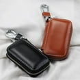 thumbnail image 1 of PENGXIANG Stylish Genuine Leather Car Key Fob Case Cover Keychain Zipper Bag Protector Black One Size, 1 of 8